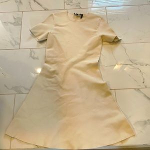 Theory Cream Short-Sleeve A-Line Dress